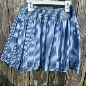 HOLLISTER SKIRT SZ M BLUE STRIPED FULL SKIRT WITH UNDERSLIP ELASTIC WAIST